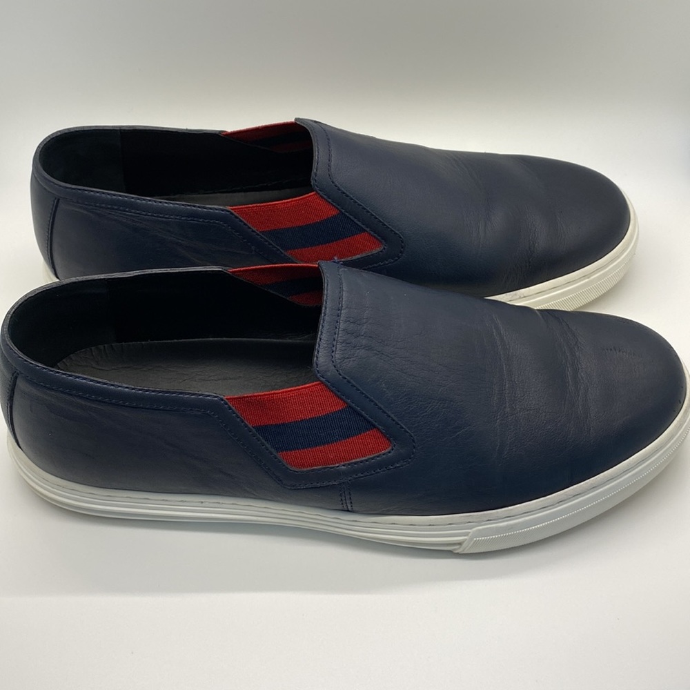 Gucci Slip On Leather Tennis Sneakers Blue - Picture 3 of 10